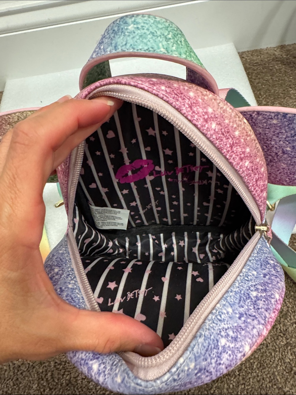 Betsey Johnson luv Betsey multi color winged mini backpack - Picture 6 of 6
